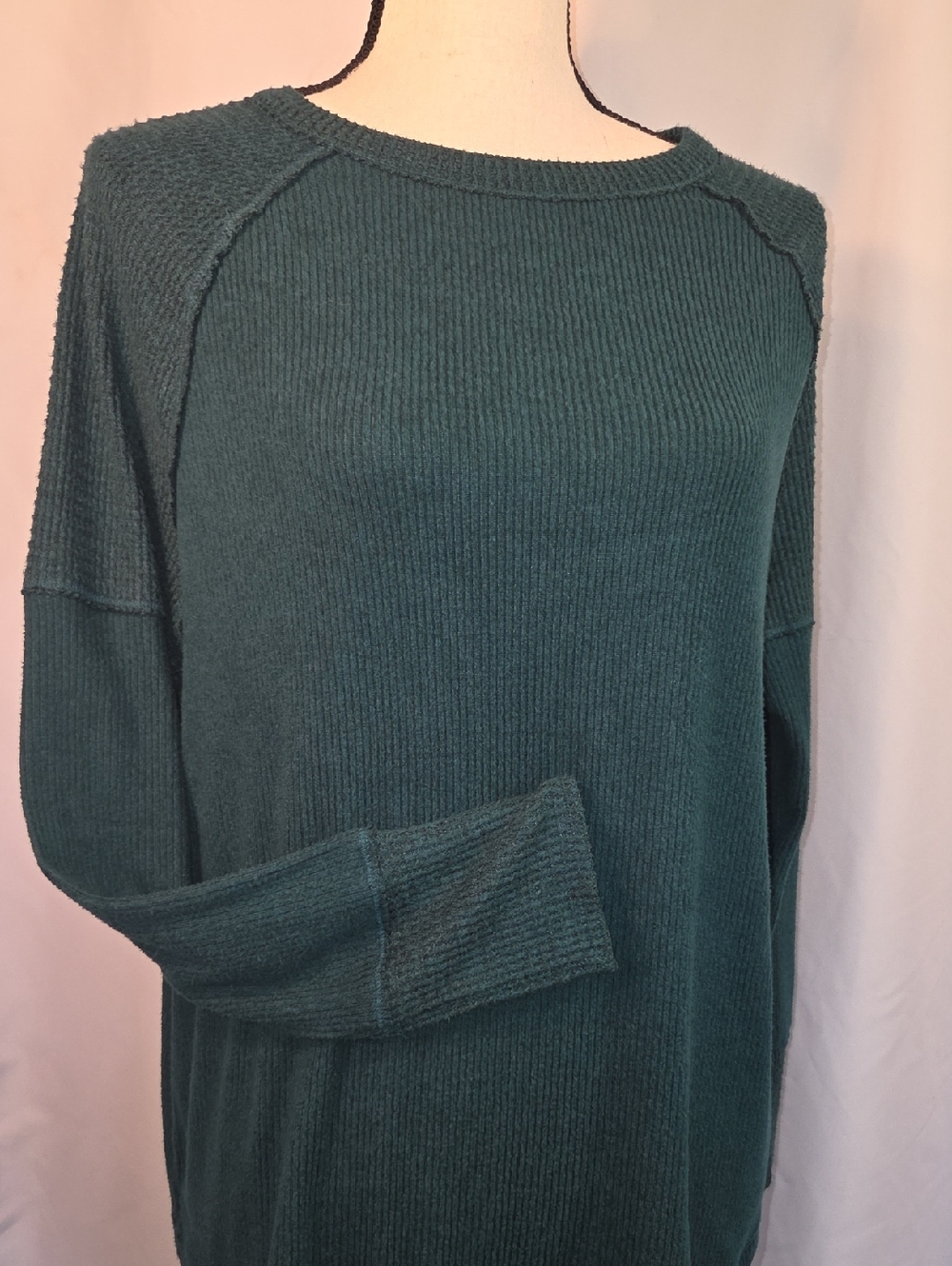 Source Unknown Teal Long Sleeve Ribbed Knit Top